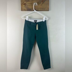 NWT J Crew 00 “Minnie” Style Green Cotton & Spandex Blend Skinny Pants